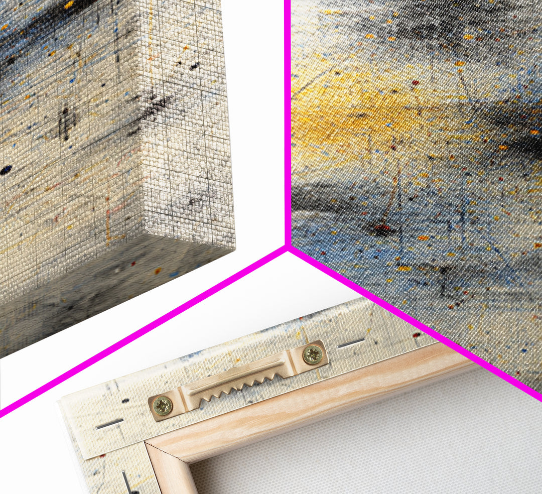 Soft Beige Constellation Map Canvas Print, Abstract African Art, Minimalist Office Decor, Gray Blue Gold Network Artwork