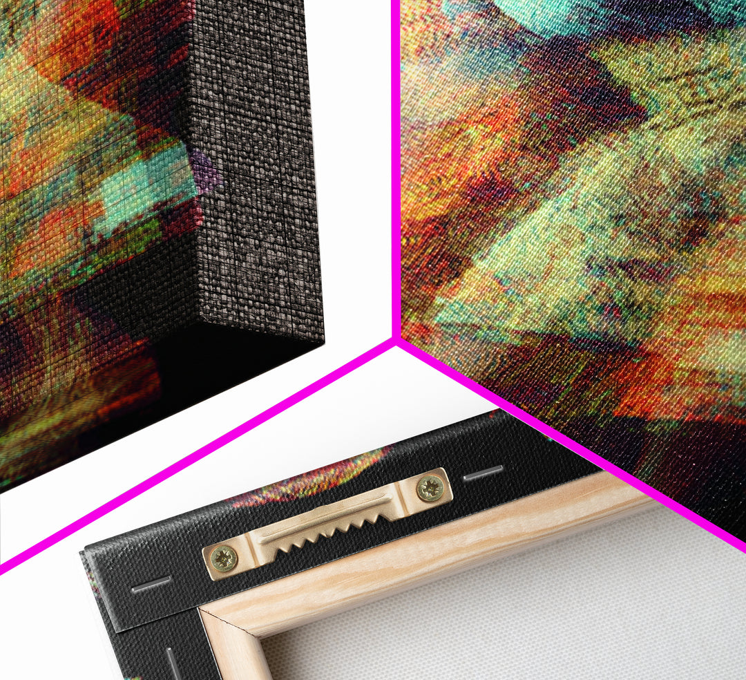 Glowing African Women In Motion Framed Canvas Print, Abstract Textile Portrait, Afrocentric Black Woman Wall Decor Art Gift
