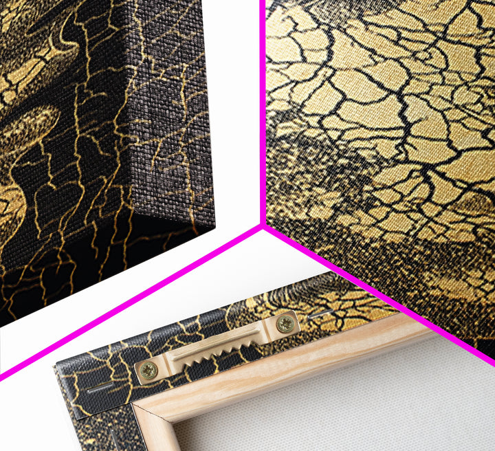 Golden Cracked African Woman Profile Wall Art, Elegant Black And Gold Portrait, Modern Afrocentric Luxury Canvas Decor Gift