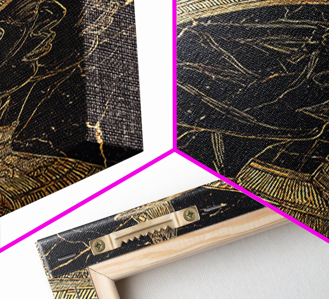 Regal African Queens Gold Line Wall Art, Black And Gold Headdress Portraits, Egyptian Inspired Afrocentric Cultural Home Decor Gift