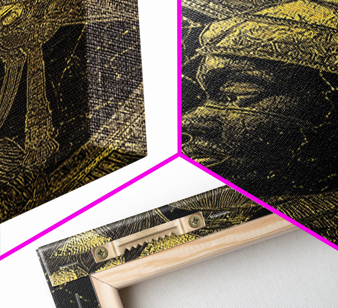 Black And Gold African Queen Profiles Framed Canvas Print, Afrocentric Wall Decor, Tribal Portrait, Elegant Home Art, Luxury Gift
