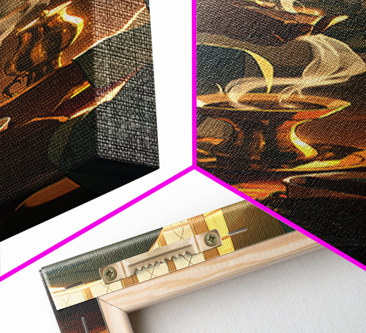 Sunlit African Tea Ceremony With Brass Vessels Wall Art, Afrocentric Decor, Boho Home Decor, Warm Cultural Canvas Print Gift