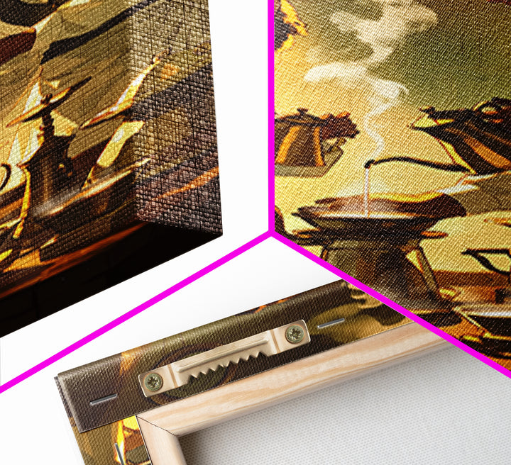 African Couple Tea Ceremony Wall Art, Golden Kitchen Canvas Print, Afrocentric Romance Decor, Black Love Art, Wedding Gift