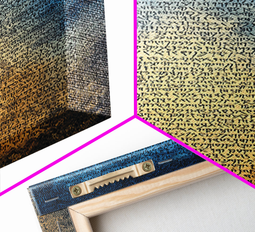 Blue Ancient Script Manuscript Canvas Print, Glowing Parchment Wall Art, Spiritual Cultural Decor, Elegant Office Gift For Her