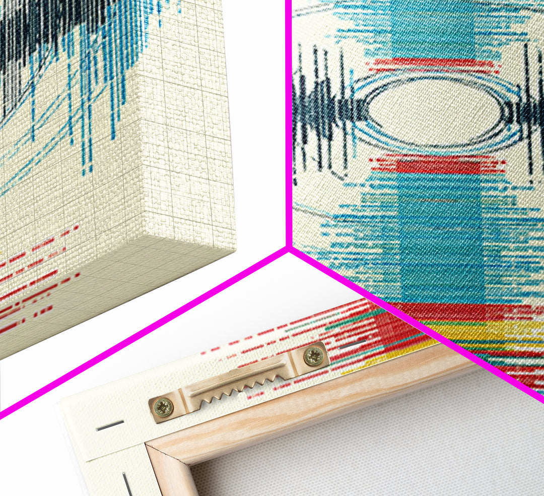 Vibrant Soundwave Circles In Red Blue Yellow Wall Art, Abstract Geometric Print, Modern Office Decor, Digital Art Africa