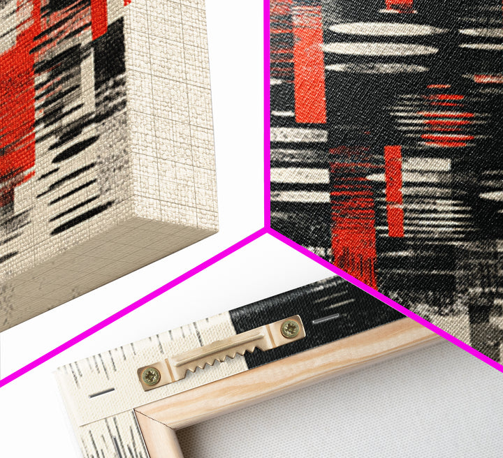 Black Red Textured Marks On Cream Wall Art, African Art Abstract, Modern Black Art, Statement Wall Art, Home Decor, Artistic Gift
