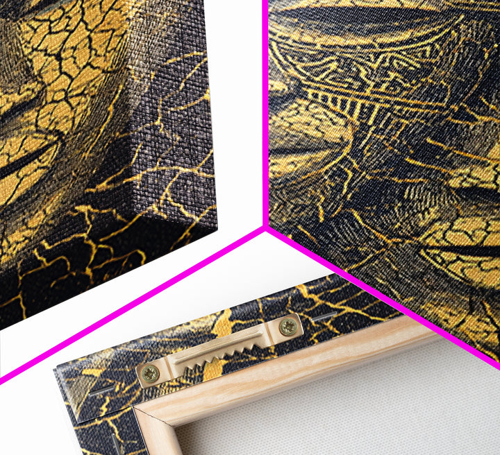 Gold Line African Mask Duo Wall Art, Tribal Mask Canvas Print, Black And Gold Decor, Afrocentric Cultural Home Decor Gift