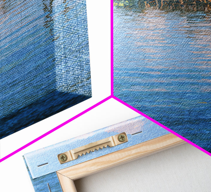 Peaceful Blue Lagoon Stilt Village Canvas Print, African Coastal Landscape, Impressionist Water Reflections Wall Decor Gift