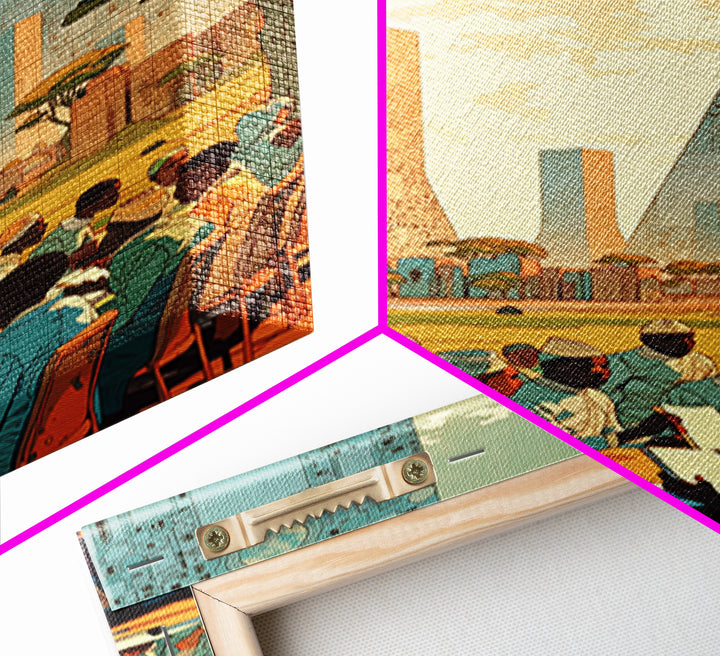 Futuristic African Scholars Skyline Wall Art, Afrocentric Art Print, Modern African Art, Office Decor, Cultural Wall Decor