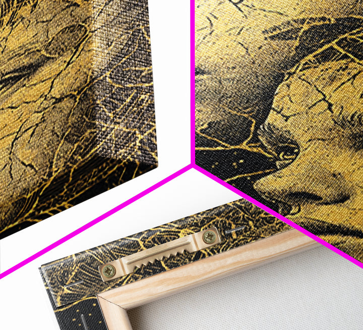 Golden Mother And Child Cosmic Wall Art, Black Woman Art, African American Art, Spiritual Wall Decor, Dreamy Canvas Print