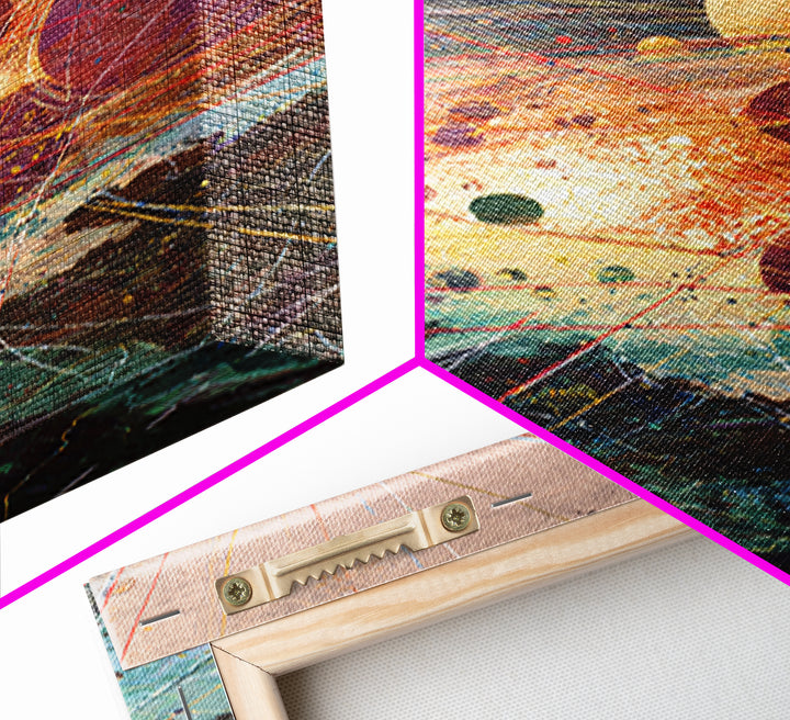 Abstract Planetary Network Framed Canvas Print, Modern Abstract Art, Afrofuturism Decor, Contemporary Wall Art, Office Decor