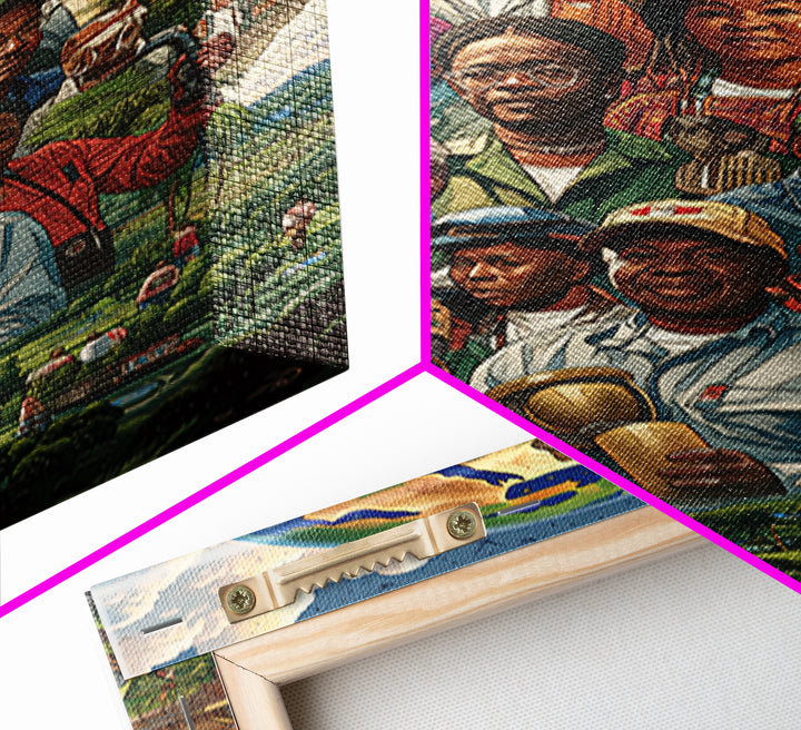 African Community Farmers Portrait Wall Art, Afrocentric Art Print, Black Culture Decor, Unique Motherland Living Room Home Decor Gift