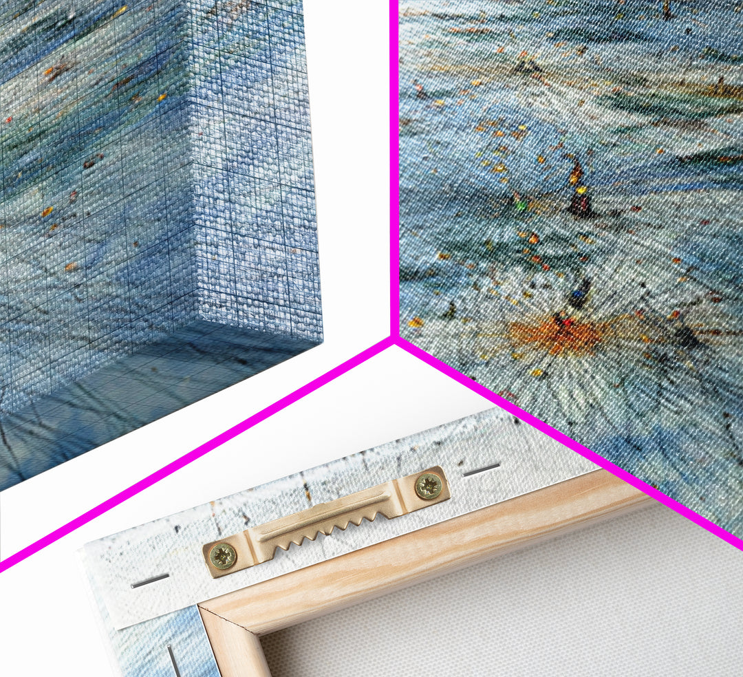 Icy Network Landscape Wall Art, Blue Abstract Field, Dreamy Modern Canvas Print, Minimalist Office Decor Gift, Large Home Decor