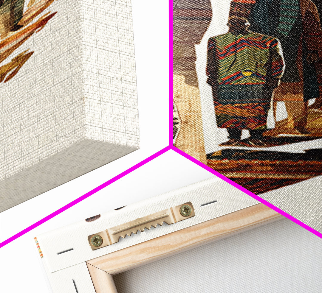 Elegant African Men In Patterned Robes, Wall Art, African Fabric, Afrocentric Art, Cultural Art Print, Heritage Portrait