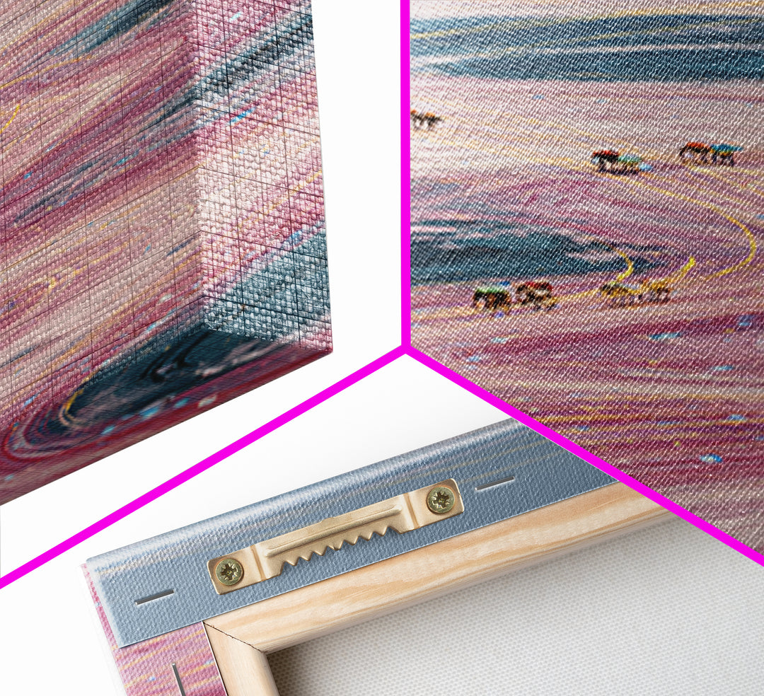 Pastel Desert Caravan Trails Canvas Print, Surreal Landscape Wall Decor, Dreamy Abstract Art For Unique Modern Home Decor