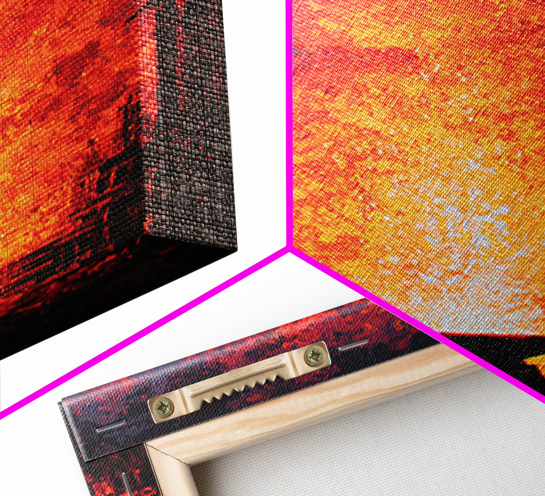 Lone Blacksmith Before Blazing Forge Wall Art, Fiery African Inspired Painting, Rustic Industrial Home Decor Gift For Him