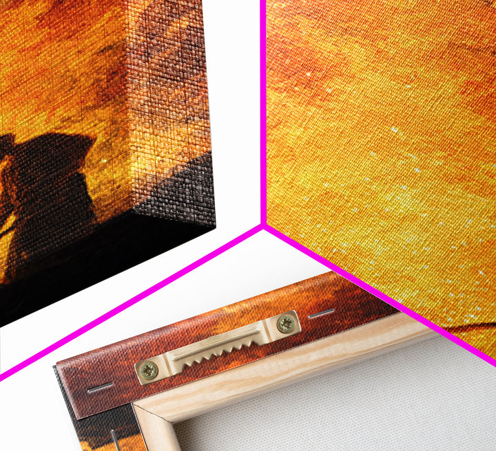 Two Blacksmiths Tending Glowing Forge Wall Art, Fiery African Inspired Painting, Rustic Workshop Home Decor Gift For Him