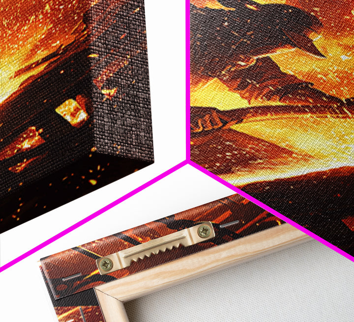 Blacksmith Hammering Hot Steel Framed Canvas Print, Fiery Industrial Wall Art, African Inspired Workshop Decor Gift For Him