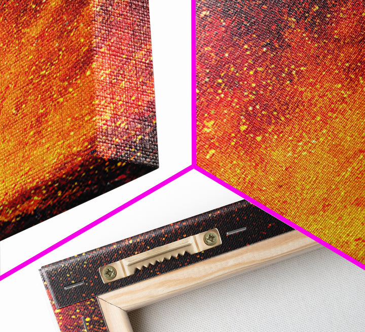 Golden Fireburst Abstract Canvas Print, Red Orange Spark Painting, Modern Wall Decor, Bold Statement Art, Luxury Canvas Gift