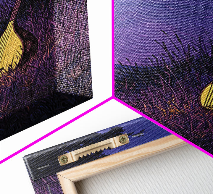 Glowing Kora In Purple Grass Wall Art, African Music Night Scene, Afrocentric Decor, Dreamy Cultural Canvas Print, Gift For Music Lovers