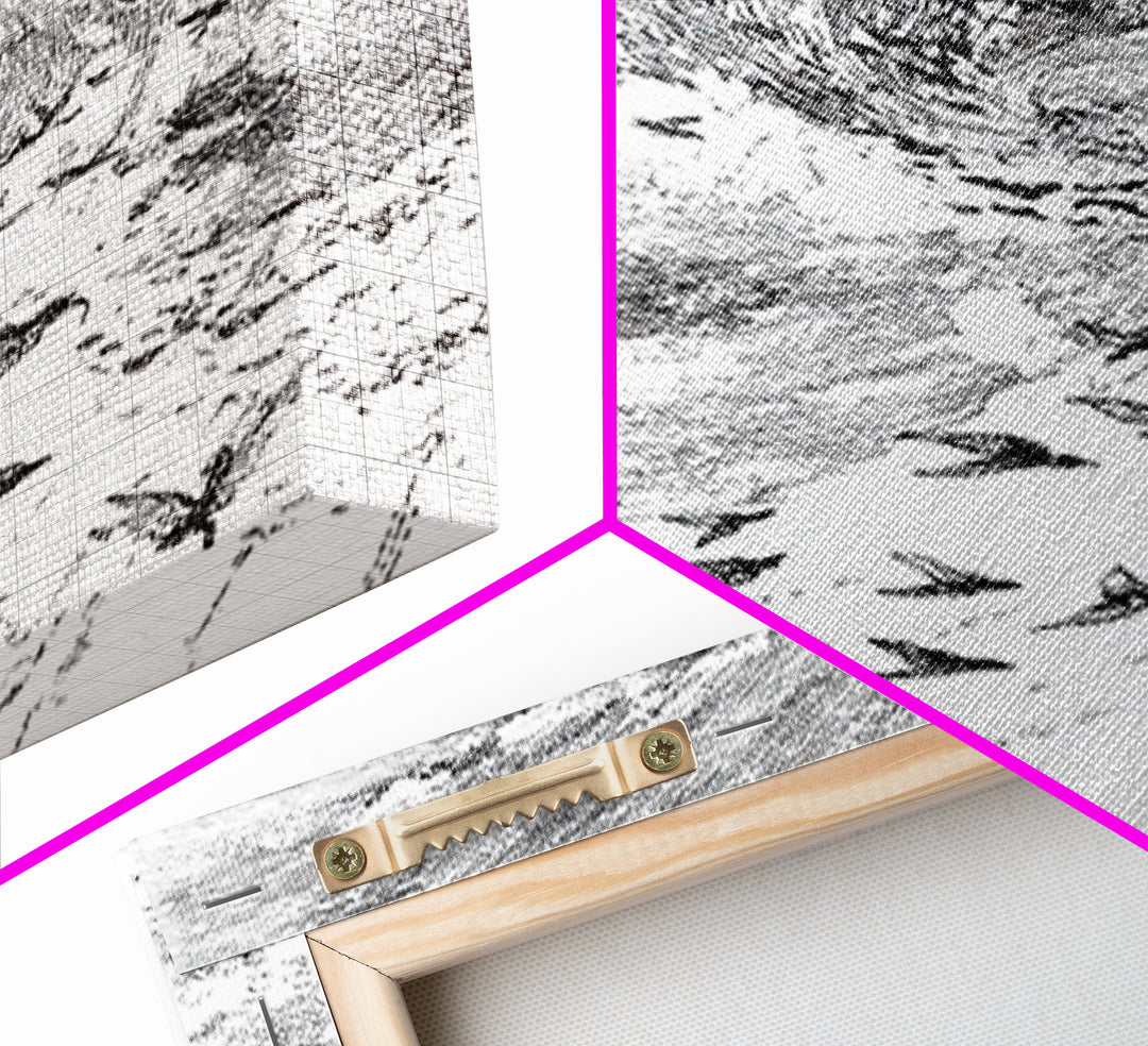 Black And White Bird Flock Storm Wall Art, Abstract African Inspired Nature Sketch, Minimalist Canvas Decor, Modern Office Gift