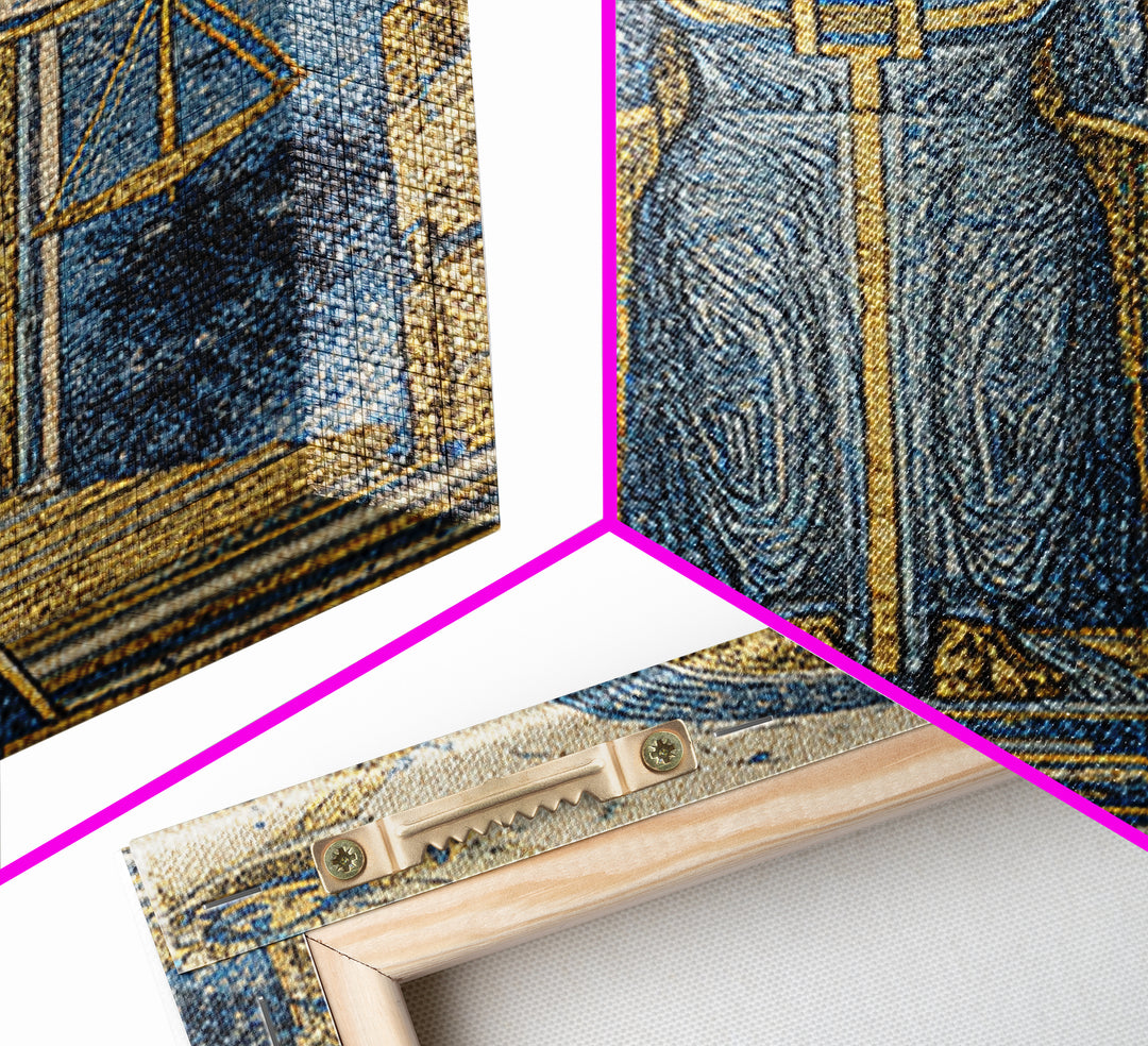 Egyptian Goddess Of Justice Wall Art, African Egyptian Art, Blue Gold Spiritual Canvas Print, Ancient Culture Home Decor Gift