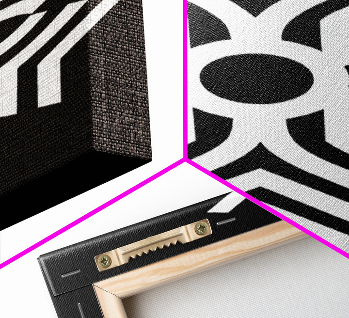 Black And White Tribal Geometric Symbol Wall Art, Afrocentric Abstract Print, African Pattern Decor, Modern Minimalist Canvas