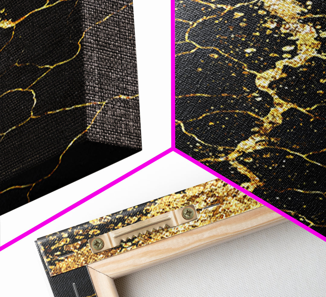 Black Gold Cracked Abstract Wall Art, Luxury Canvas Wall Art, Modern African Art Decor, Textured Art Print, Home Decor Gift