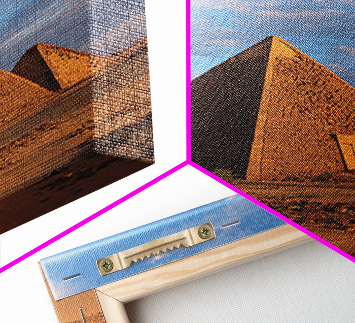 Nubian Pyramids Under Blue Sky Canvas Print, African Landscape, Sudan Travel Art, Desert Wall Decor, Ready To Hang Home Decor Art