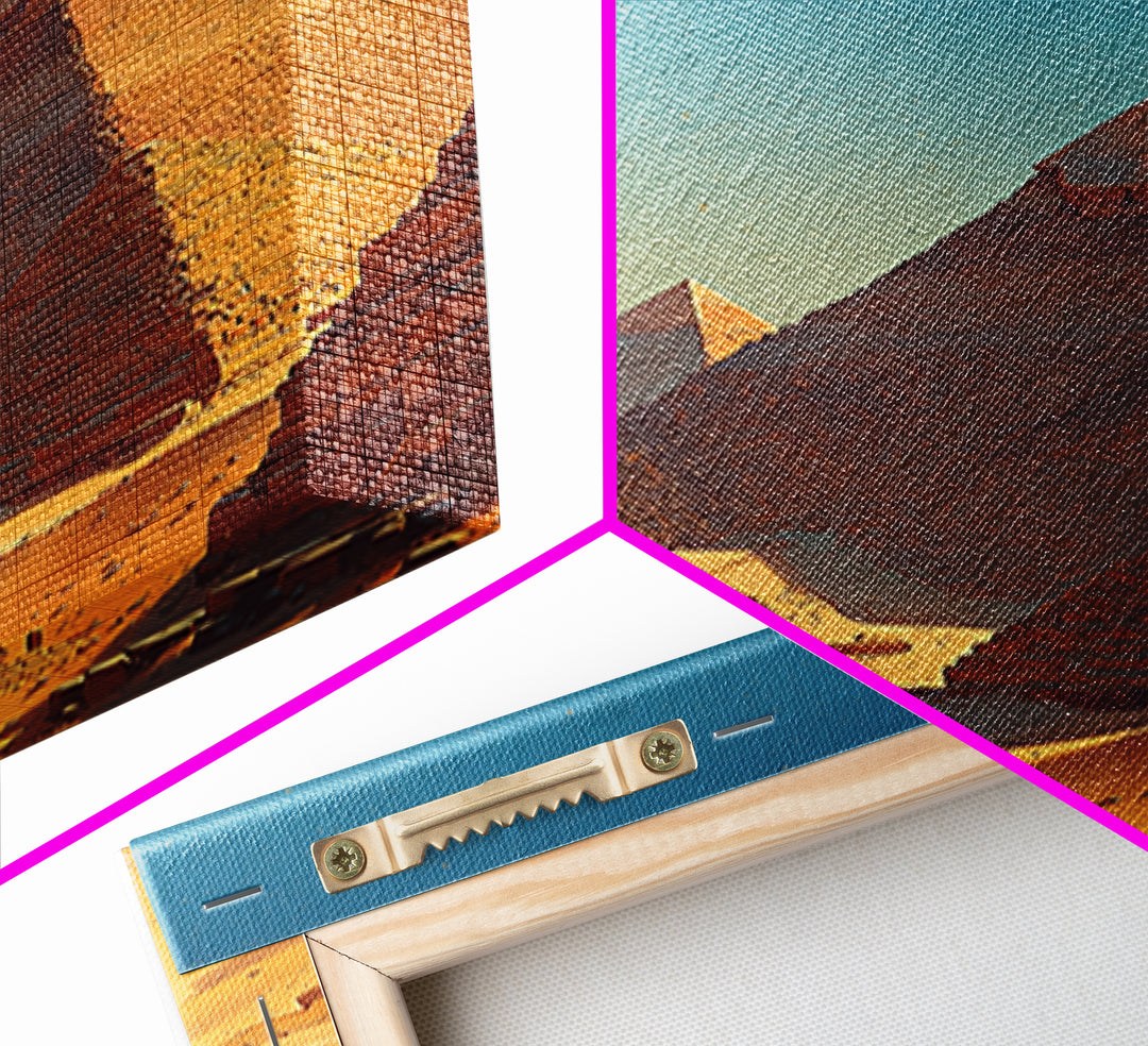 Golden Sand Egyptian Pyramids Wall Art, Ancient African Art Print, Sahara Desert Landscape, Travel Poster, Office Decor Gift