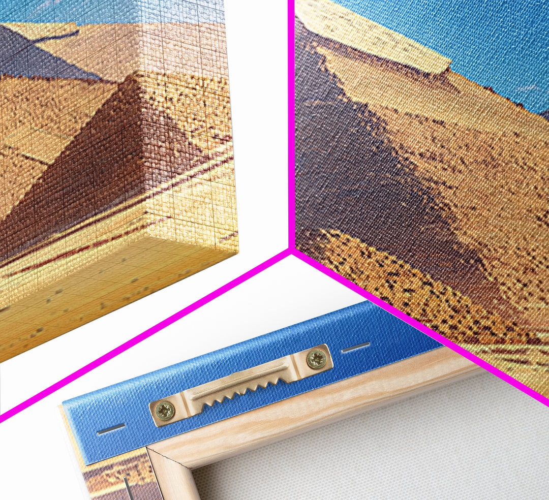 Sunlit Giza Pyramid Close Up Canvas Print, African Egyptian Art, Ancient African Wall Art, Desert Travel Poster, Home Decor