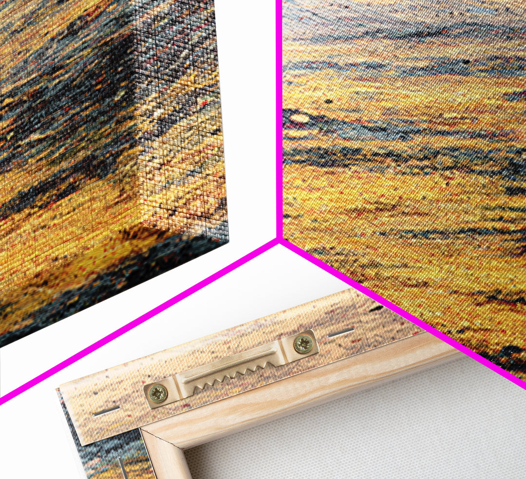 Golden Celestial Valley Framed Canvas Print, Dreamy Wall Art, Abstract Landscape, Spiritual Wall Decor, Modern Art Poster Gift