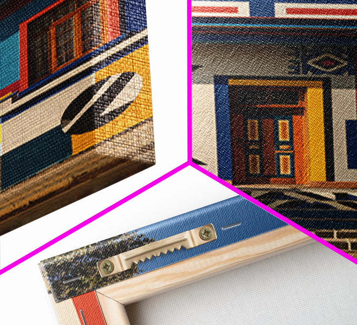 Bold Ndebele Street House Canvas Print, African Wall Art, Geometric Architecture, Colorful Tribal Living Room Decor Gift