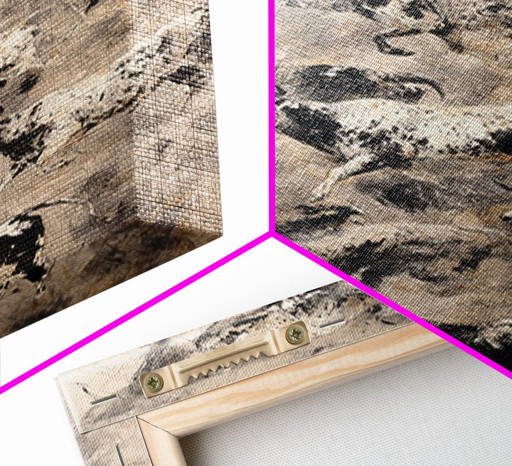 Monochrome Cattle Collage Wall Art, Abstract Animal Canvas Print, Rustic Neutral Decor, Black And White Art, Gallery Poster