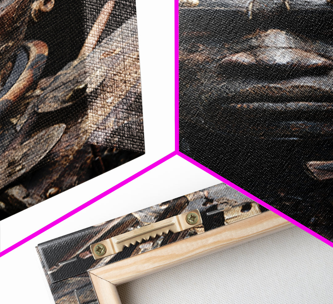 Nail Studded African Warrior Portrait Wall Art, Kongo Power Figure, Tribal Sculpture, Black Culture Decor, Afrocentric Print