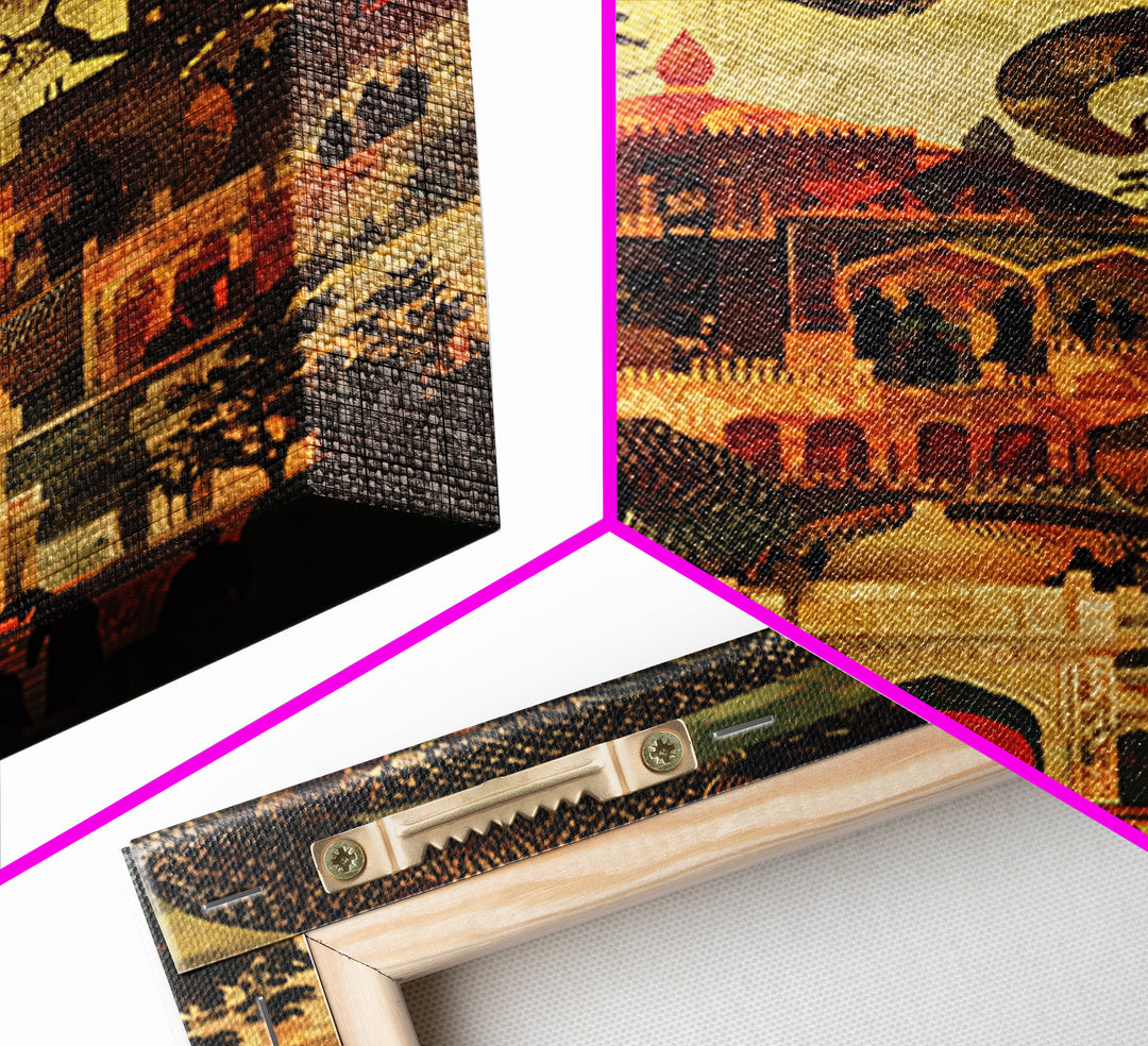 Enchanted Palace With Giant Serpent Wall Art, Mystical Travel Decor, Indian Decor, Fantasy City Canvas Style Art Print Gift