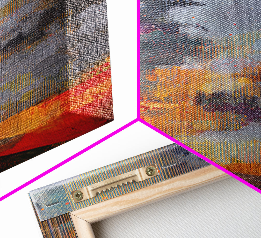 Abstract Gold Rain City Cosmos Wall Art, Modern African Inspired Canvas Print, Bold Red Orange Office Decor For Living Room