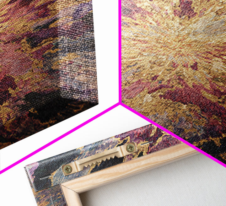 Exploding Abstract Starburst In Gold Plum And Blue Wall Art, Textured Art Print, Modern Canvas Art, Statement Home Decor