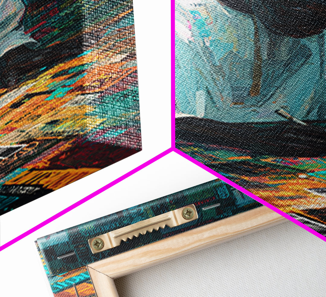 Focused Writer At Colorful Desk Framed Canvas Print, Black Man Wall Art, African American Art, Office Decor, Creative Gift
