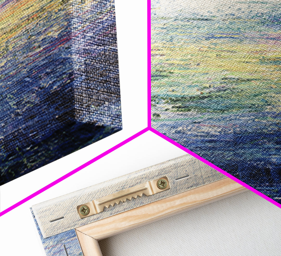 Luminous Abstract Horizon Landscape Wall Art, Blue Green Modern Canvas Print, Dreamy Nature Scene, Elegant Living Room Decor