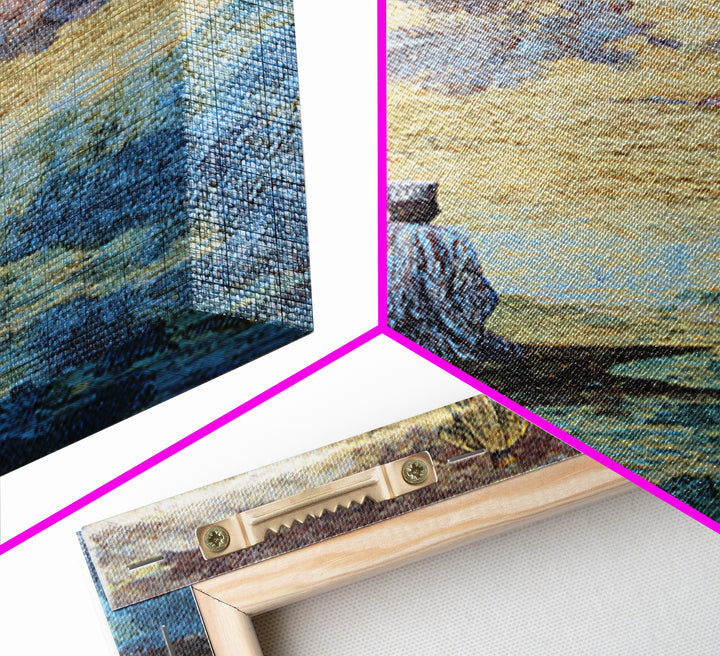 Two Robed Figures On Mystical Water Canvas Print, African Story Wall Art, Dreamy Cultural Landscape, Spiritual Home Decor