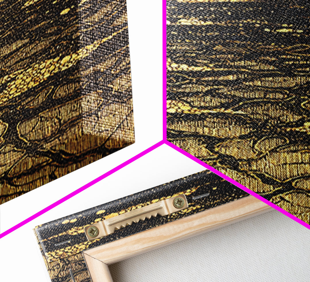 Black And Gold Cracked Earth Abstract Wall Art, Luxury Canvas Print, Textured Desert Landscape, Bold Statement Home Decor