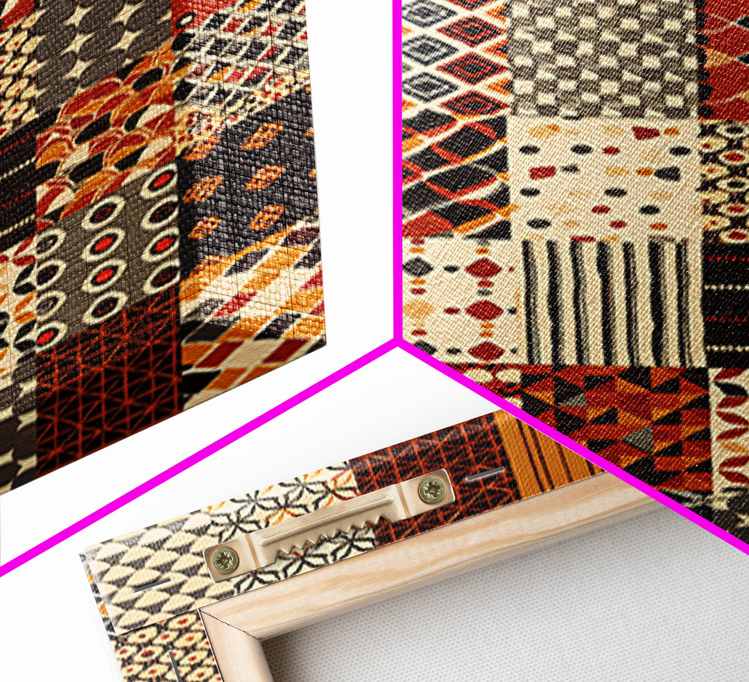 African Ankara Patchwork Fabric Pattern Wall Art, African Print, Tribal Art Decor, Boho Home Decor, Cultural Wall Decor Gift