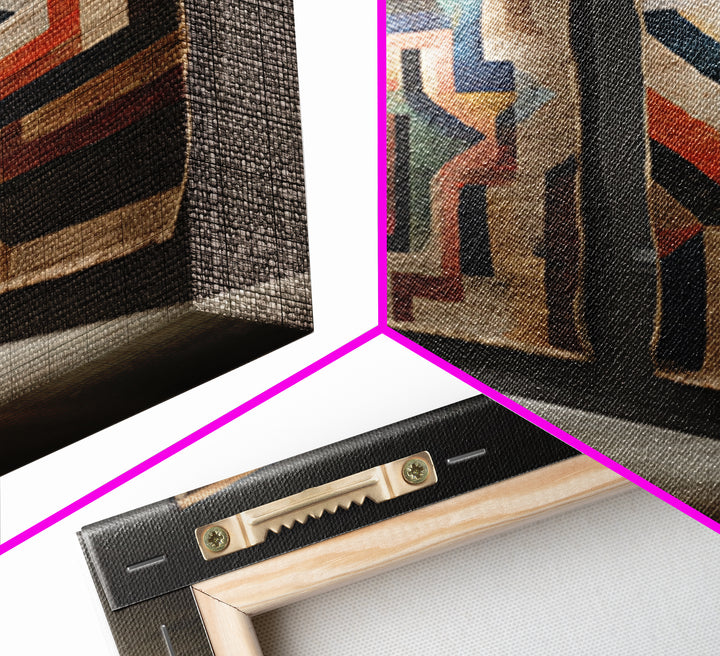 Museum Textile Tapestry Panels Framed Canvas Print, African Fabric Wall Decor, Gallery Wall Art, Bohemian Home Decor Gift