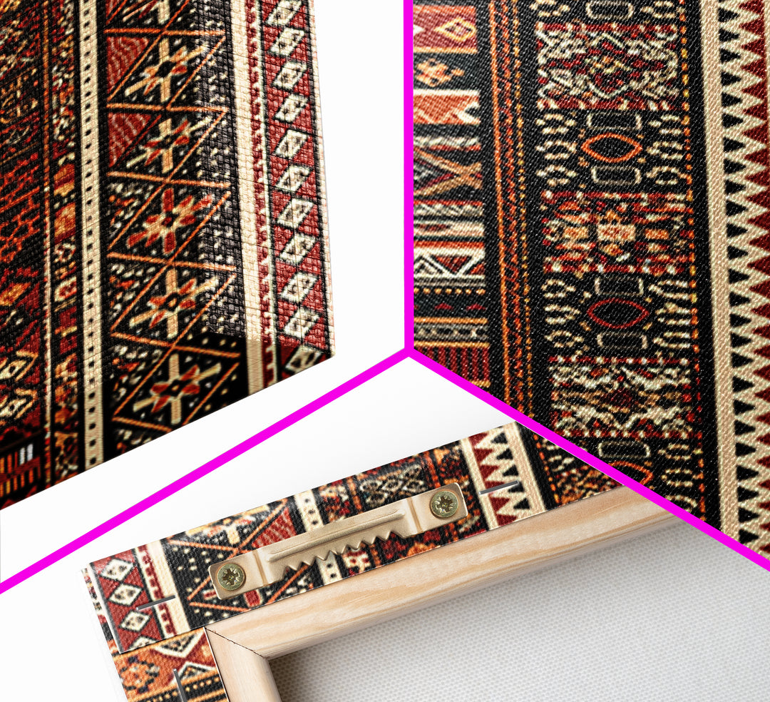 Terracotta Black Tribal Stripe Pattern Canvas Print, African Patterns, Ethnic Wall Decor, Boho African Wall Art Gift For Home