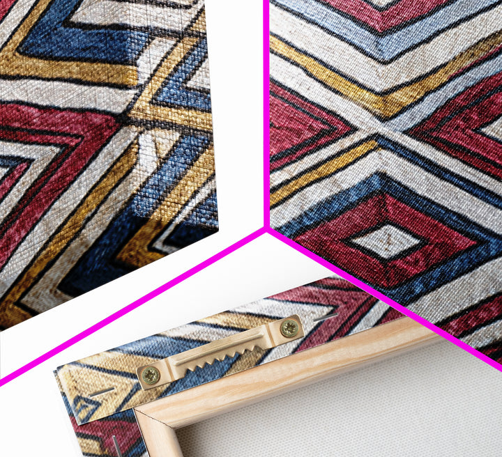 Handwoven Diamond Textile Pattern Wall Art, African Fabric, Geometric Wall Art, Tribal Art Print, Colorful Home Decor Gift