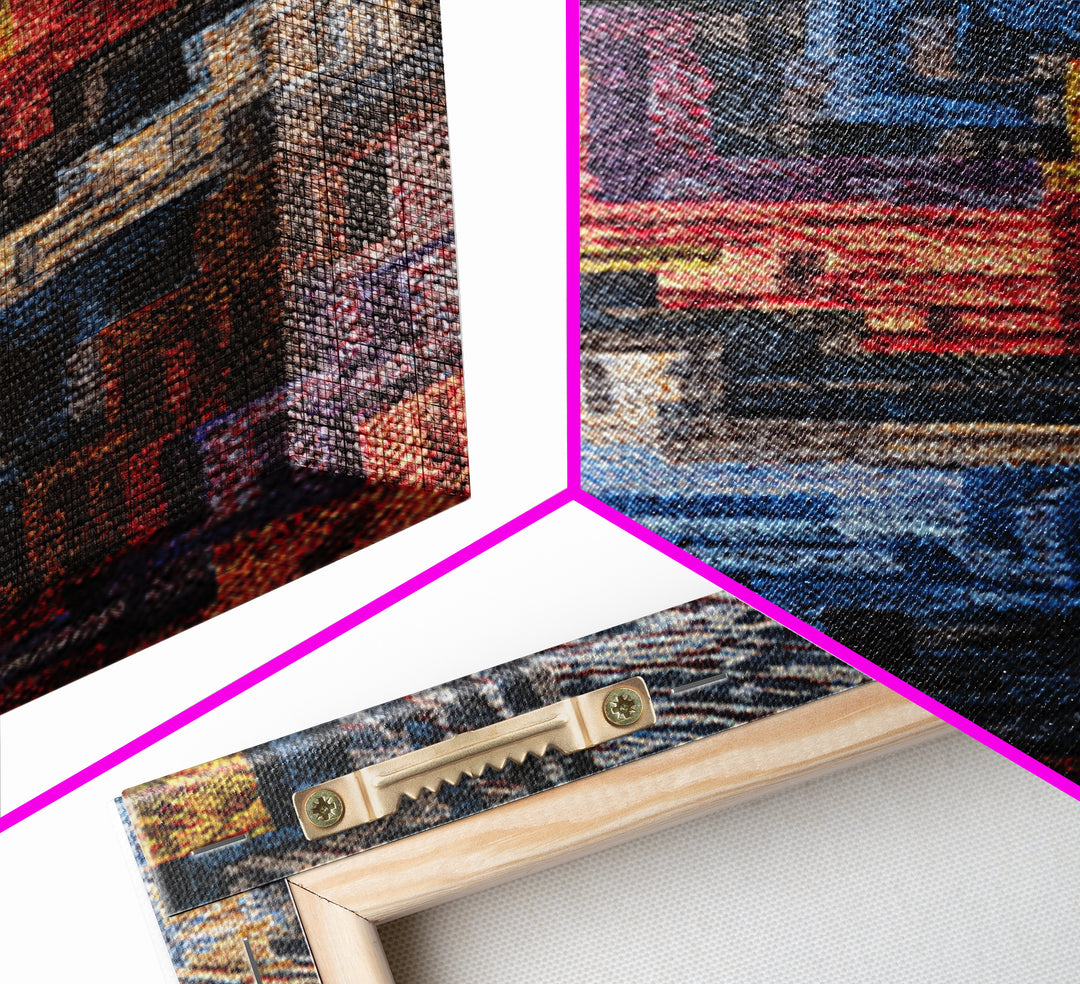Bold Stepped Zigzag Textile Canvas Print, African Abstract, Geometric Wall Art, Vibrant Wall Decor, Tribal Art Gift For Home