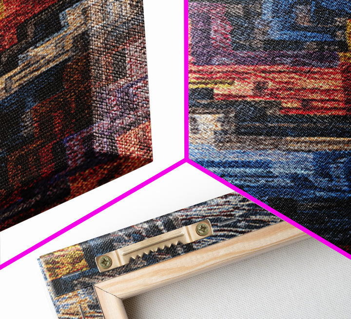 Bold Stepped Zigzag Textile Canvas Print, African Abstract, Geometric Wall Art, Vibrant Wall Decor, Tribal Art Gift For Home