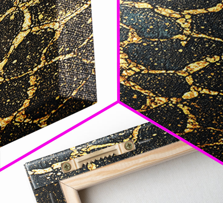 Black Gold Crackle Texture Wall Art, Abstract African Art Print, Luxury Canvas Decor, Earth Tone Modern Statement Piece Gift