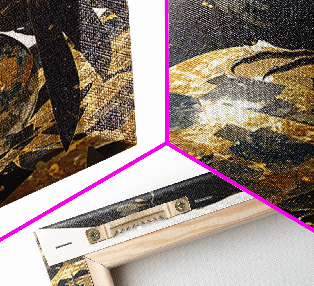 Black Eagle Golden Egg Canvas Print, Black And Gold Art, Animal Wall Decor, Bold Bird Artwork, Contemporary Living Room Art